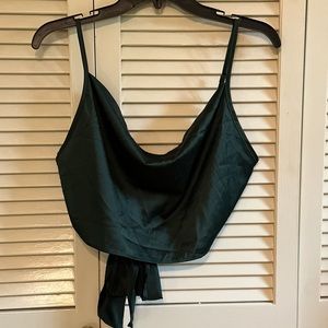 Crop Satin Tie-Back Top